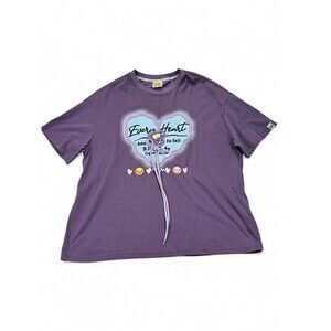 B.Duck Purple Graphic Tee XL - 3D Heart & Bow Short Sleeve